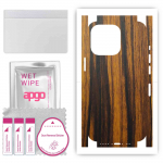 apgo Protective Skin Sticker for the back+sides compatible with Apple iPhone 13 Pro, Full Wrap Film, Foil, Vinyl - Pattern Tigerwood