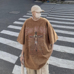 100% puuvilla happega pestud vintage l&uuml;hikeste varrukatega T-s&auml;rk ees tr&uuml;kitud t&auml;navar&otilde;ivad HipHop Harajuku suuremahulised T-s&auml;rgid S must