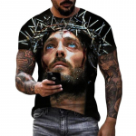 Jeesus Kristus 3D Prinditud T-s&auml;rgid Meeste riided Suvine Mood Vabaaja l&uuml;hikeste varrukatega Lahe T-s&auml;rk Harajuku T&auml;navar&otilde;ivad Topid Tee 3XL