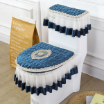 Euroopa tikitud WC-istmematt, kolmeosaline pl&uuml;&uuml;s, soe, tihedalt kasutatav tolmukate pits, l&auml;bipaistev &auml;&auml;ris tualett-istmepadi