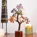 Kristallid ja V&auml;&auml;riskivid, Seitsme T&scaron;akra Kristallipuu N&auml;idisese for Good Luck Kodu Dekoreerimise Eseme Bonsai Raha Puu Taim Kingituse Eseme Kuju Standard gray