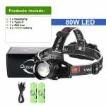 100000LM Super Bright 80W LED esilatern suure v&otilde;imsusega esituled kalap&uuml;&uuml;gi veekindlad reguleeritavad esituled v&auml;listingimustes esilatern 18650 C-Battery, USB and Box