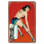 Seksikas t&uuml;druk Pin Up t&uuml;drukud Plakat Vanaaegsed metallist tina sildid Koola &Otilde;lu Lennuk Metallplakat Retro Baari Pubi Klubi Kodu Seinakunsti Dekoratsioon 20x30cm