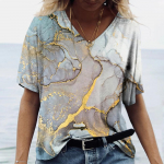 Vabaaja V-kaelusega l&uuml;hikeste varrukatega topp, lilleline, mood, &uuml;lisuured naiste 3D-prindiga T-s&auml;rk, suvised lahtised topid XL