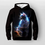 T&uuml;drukute 3D graafiline multikas kassi kapuuts, pikkade varrukatega 3D prinditud s&uuml;gistalv aktiivne mood armas pol&uuml;estrist lastele vabas &otilde;hus iga p&auml;ev 150CM