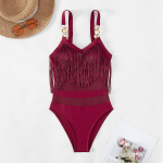 Seksikas soliidne ujumisriidekett &uuml;hes t&uuml;kis naiste ujumistrikoo Tutid ujumiskost&uuml;&uuml;m Ujumiskost&uuml;&uuml;m Naiste rannariided Maillot De Bain Monokini S burgundiapunane