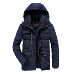 New Velvet Thickened Large Size Men's Cotton Coat Mid-length Large Size Warm Cotton Coat L