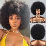 Afro-naiste moepuhv krussis lokkis parukas s&uuml;nteetilisest kiust naturaalsest mustast cosplay igap&auml;evasest kandmisest kohev lokkis parukas 30CM