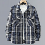 Vintage ruuduline s&auml;rk &Uuml;le suuruses pealisr&otilde;ivad Meeste jakid Suurused 4XL-11XL Vabaaja pikak&auml;eline topp 4XL sinine