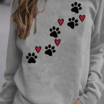 Loomade paw print crew kaelusega dressipluus, s&uuml;gistalvine vabaaja pikkade varrukatega dressipluus, naiste S