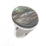 Looduslik Abalone Shell kalliskivi 925 Sterling h&otilde;be ehtes&otilde;rmus suurus 8 d3H18