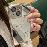 Bowknot Mirror telefoni&uuml;mbris Apple Phone 15 ProMaxi jaoks - armas silikoonist iPhone'i kate iPhone'i 15/14/13/12/11/Xs/XR jaoks naiste t&uuml;drukute jaoks iPhone 15ProMax