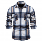 Uus s&uuml;gistalvine paks flanellist ruuduline s&auml;rk meestele jope peal Meeste vabaaja klassikaline topelttaskutega meeste s&auml;rk US Size S