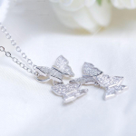 925 Sterling Silver Butterfly tsirkoon kaelakeed ja ripatsid naistele Fashion Lady Festival Kingitus Sterling - h&otilde;be - Ehted 45cm
