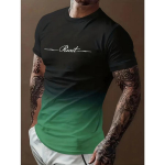 Erksa v&auml;rvikombinatsiooniga graafilise tr&uuml;kiga T-s&auml;rk - Mugav l&uuml;hike varrukas, klassikaline &uuml;mar kaelus, meeste suvine vabaaja- ja v&auml;limood 2XL roheline