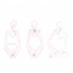 3 tk Abstraktne m&otilde;tleja kujuke, mini istuv m&otilde;tleja vaigukuju skulptuur elutuba kodukontori raamaturiiul t&ouml;&ouml;laua kaunistus valge