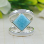 Looduslik larimarist kalliskivist s&otilde;rmus, k&auml;sitsi valmistatud s&otilde;rmus, 925 sterlingi h&otilde;bedane s&otilde;rmus, s&otilde;rmus Statement, Boho s&otilde;rmus 6