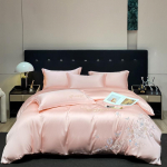 Pestud j&auml;&auml;siidiga tikitud Snow Lotus Tencel neljaosaline komplekt jahe tekikattega voodilina 2.0m bed