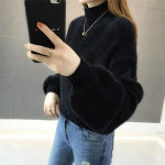 Talvine paks sviiter naiste džemper, valge t&otilde;mmatud Femme lahtine pullover, silmkoelised kohevad kampsunid naistele talveks L