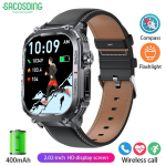 2024. aasta SmartWatch for Men 3ATM veekindel k&otilde;ne/LED-taskulampiga 2,02-tolline HD-ekraan Nutikell Kompass Fitness Tracker HR/verer&otilde;hum&otilde;&otilde;tja k&auml;ekell black