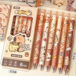 6 tk Armas Capybara kustutatav pliiats, sinine tindiga kirjutamine, sile kiiresti kuivavad kontoritarvikud pastapliiatsid Kawaii koolitarbed 6 PCS