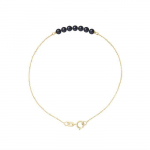 Bracelet - PERLINEA - 7 Perles de Culture d'Eau Douce - Or Jaune - Longueur 18 cm - Black Tahiti