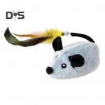 Elektriline hiirem&auml;nguasi kassidele Interaktiivne pl&uuml;&uuml;sis hiir kaugjuhtimispuldiga Taaslaetav automaatne liikuv kassihiirte m&auml;nguasi sulgede sabaga kollane