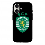 Coque Iphone 16 scp sporting portugal fond noir
