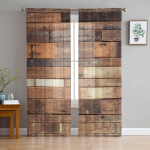 Laudis Shabby Retro Puit Pruun &Otilde;hukesed Kardinad Elutoa Aknale T&uuml;llkardinad Magamistoale K&ouml;&ouml;gile Kodukaunistus Voile Kardinad W135 x H115cm x1&Rod Pocket
