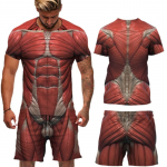 Inimkeha Lihas 3D Prindiga T-s&auml;rgid L&uuml;hikesed p&uuml;ksid Komplektid Meeste dressid Suurem&otilde;&otilde;dulised l&uuml;hikeste varrukatega T-s&auml;rk P&uuml;kste komplekt Meeste &uuml;likonnad Riided XL