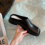 2024 Kevad Suvi Naiste Kingad Paksude Kontsad Ruudukujuline Nina Sussid Ehtne Nahk L&uuml;hikesed Vabaaja Kingad Naiste Mules Uus Saabumine 34 must