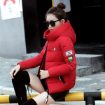 Talvine naiste sule puuvillane Parka l&uuml;hikese karusnaha kraega kapuutsiga mantel tepitud jope L punane