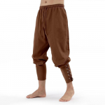 Meeste vintage p&uuml;ksid keskaegsed viikingi piraadi kost&uuml;&uuml;mid paeltega puuvillased linased p&uuml;ksid Halloweeni cosplay kost&uuml;&uuml;mid L