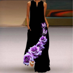 QICED Naiste suvised varrukateta pikad V-kaelusega kleidid nefriitlillega S