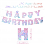 V&auml;ikese merineitsi &uuml;hekordsed lauan&otilde;ud Merineitsi s&uuml;nnip&auml;evapeokaunistus Baby Shower 1. s&uuml;nnip&auml;eva t&uuml;druku merineitsi peotarbed heleroheline v&auml;rv