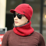 Talvem&uuml;tsid Skullies Beanies M&uuml;ts Talvine nokam&uuml;tsid Meestele Naiste Villane Sall M&uuml;tsid Balaclava Mask Gorras Bonnet Kootud M&uuml;ts Meeste Knitting Peaked Cap hat and scarf tumesinine v&auml;rv
