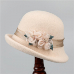 Elegantne lilleline fliisist &auml;mbrim&uuml;ts] Naiste elegantne vintage s&uuml;gis/talvine fliisist k&uuml;bar rullitud &auml;&auml;rega ja moodsa lilleaktsentiga, Fisherman Cap ONE SIZE