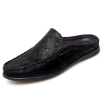 Meeste mustad/beežid nahast hingavad poolpapud Oad Kingad Meeste sussid ilma kontsadeta Laisad Oa Kingad Mugavad libisevad Loaferid 46 must