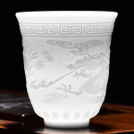 Vintage valge kaasaskantav keraamiline teetass, Hiina nikerdus, nikerdatud teetass, Kung Fu, Da Hong Kong, Oolongi teen&otilde;ude komplekt, 160 ml, 220 ml 200-400ml