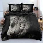 Must L&otilde;vi Tekikott Loomne Voodilina Padjap&uuml;&uuml;r 3-osaline Voodipesukomplekt &Uuml;he-, Kahekohaline, King-, Queen-, T&auml;issuurus 1 Tekk 2 Padjap&uuml;&uuml;ri 70x133cm 2pcs