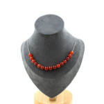 Pierres et Min&eacute;raux. Collier 15 perles Agate rouge 8 mm. Chaine en acier inoxydable Collier femmes, hommes. Taille personnalisable.