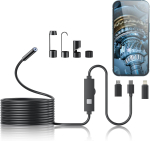 Endoskoobi kaamera 1920P HD Borescope t&ouml;&ouml;riistad 8 reguleeritava LED-valgustiga Endoskoop 16,4 jalga poolj&auml;iga madalkameraga 5m must