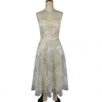 &Otilde;htukleit V kaelusega A-joonega &otilde;hukese v&ouml;&ouml;kohaga k&otilde;rge v&ouml;&ouml;kohaga rihmaga kleit Bing Swing seljataga varrukateta tikandiga kleit ballipeoks XS aprikoosi