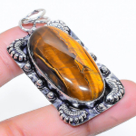 Tiger Eye Handmade 925 Sterling Silver Jewelry Pendant 2.25 j2w29