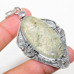 Prehnite, White Topaz 925 Sterling Silver Jewelry Pendant 2.96 v2d96