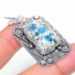 K2 Blue Azurite Handmade 925 Sterling Silver Jewelry Pendant 1.93 p5c87