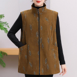 Elegantne pluss suuruses naiste pealmine riietus, lai kevad-s&uuml;gis suur &uuml;leskeeratava kraega vest 4XL khaki