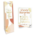 Kott ja kleebis pudelile teade laps vanavanemad