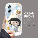 Armas koomiksimustriga kreemjas tekstuuriga korpus, lainelise servaga pehme silikoonkaanega telefoni&uuml;mbris OPPO Reno Realme jaoks Realme 13 Pro 5G must