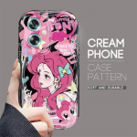 Armas koomiksimustriga kreemjas tekstuuriga korpus, lainelise servaga pehme silikoonkaanega telefoni&uuml;mbris OPPO Reno Realme jaoks OPPO F21 Pro puhas